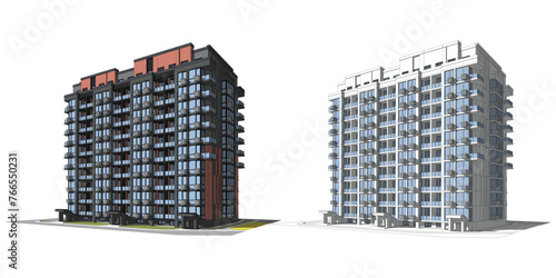Vector architectural project of a multistory building