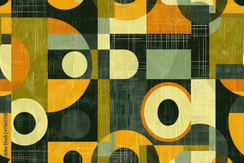 70s retro vintage inspired color scheme background with geometric shapes. 1970 mustard yellow, avocado green, burnt orange, funky music theme concept illustration design.  photo