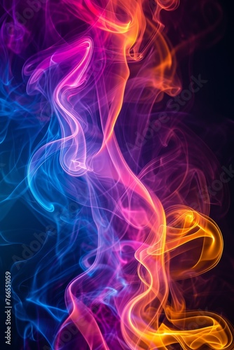 Colorful swirling energy lines image - colourful abstract smoke bright high tech abstract background