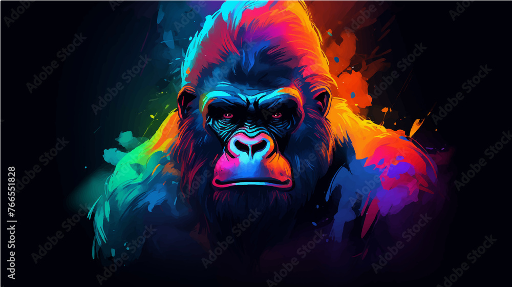 Gorilla illustration colorful head wallpaper