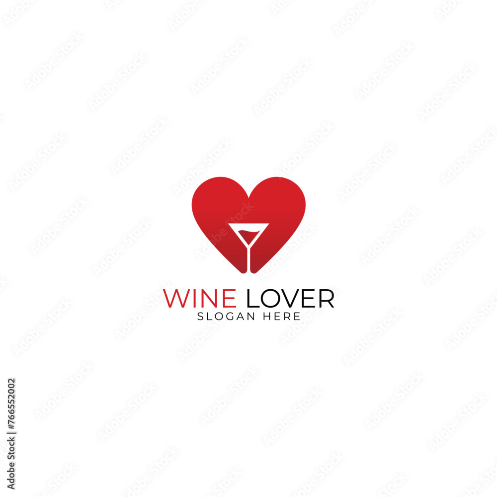 a logo for wine shop with a red heart.