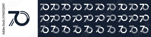collection of creative number 70 logo designs. abstract seventy design vector illustration