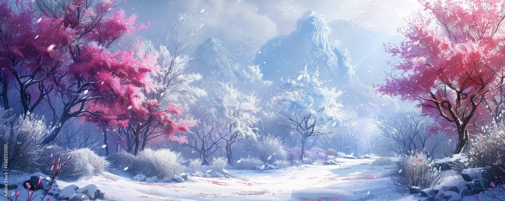 Spring blooms and summer energy backdrop boasts wintry wonderland scenes, optical illusions, and marble swirls
