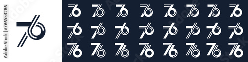 collection of creative number 76 logo designs. abstract seventy-six design vector illustration
