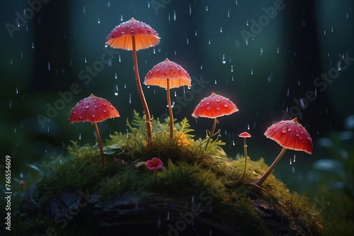 Rain in a magical forest