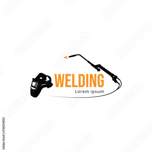 Welder logo design. with welding mask icon, welding job. © Nur