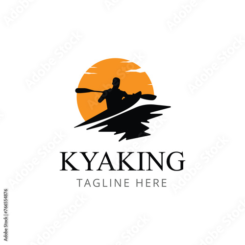 Kayaking sport logo design template © Nur