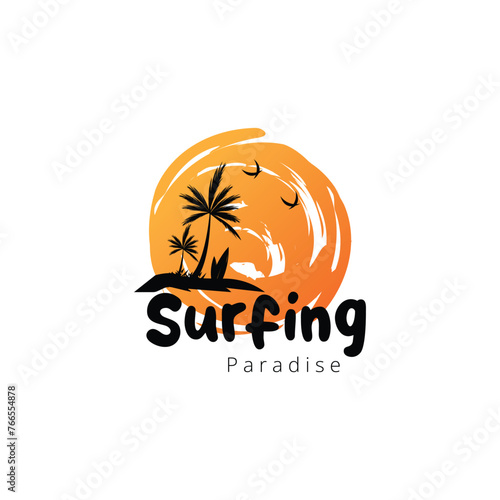 Surfing logo. Summer Surfing Illustration vintage design vector © Nur