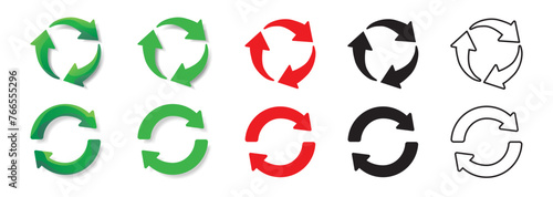 set of recycling symbol icons colored