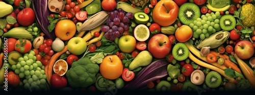 Seamless pattern with fruits and vegetables. Fruits and vegetables.
