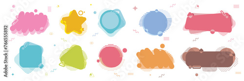 Frame design set . Memphis banner pop headline title frame. Speech bubble set