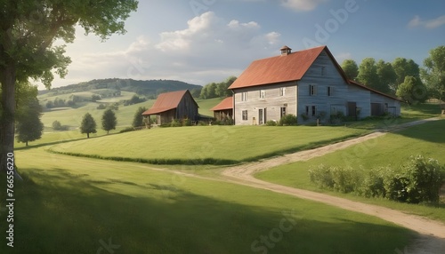 Tranquil Peaceful Countryside With Rolling Hills Upscaled 2