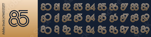 collection of creative number 80 to 89 logo designs. abstract number design vector illustration