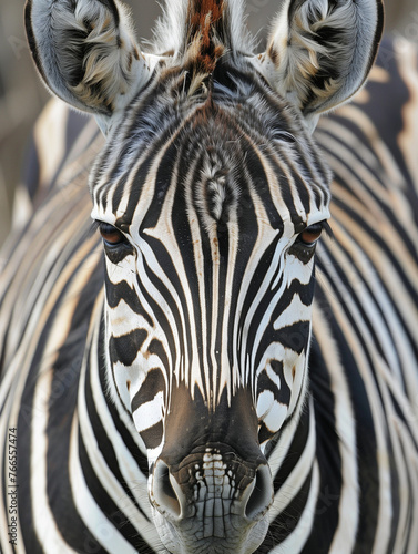 A Close Up Detailed Photo of a Zebra's Face