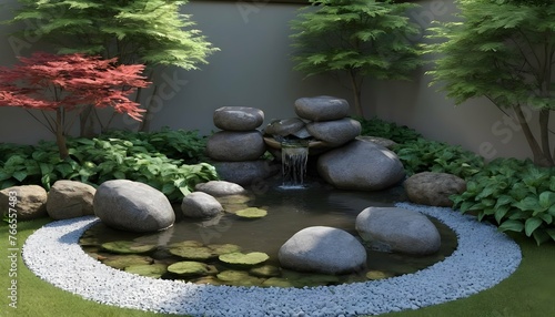 Tranquil Zen Inspired Garden With A Trickling Wat Upscaled 3