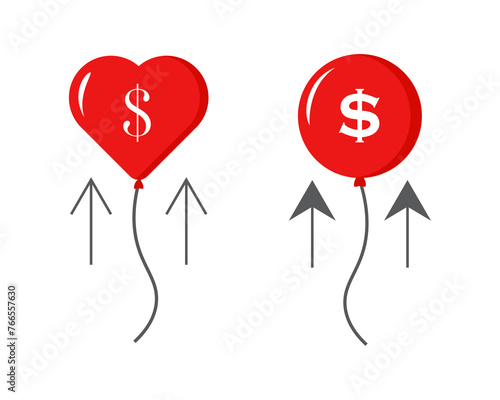Balloon with money icon design, isolated on white background, vector illustration