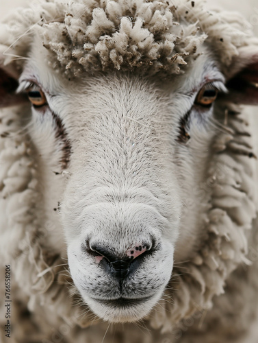 A Close Up Detailed Photo of a Sheep's Face