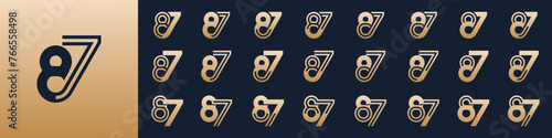 collection of creative number 87 logo designs. abstract eighty-seven design vector illustration