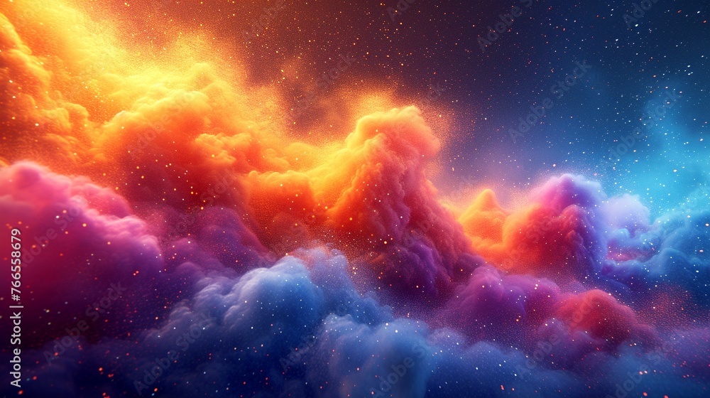 Colorful Sky With Clouds and Stars Colorful Sky With Clouds and Stars
