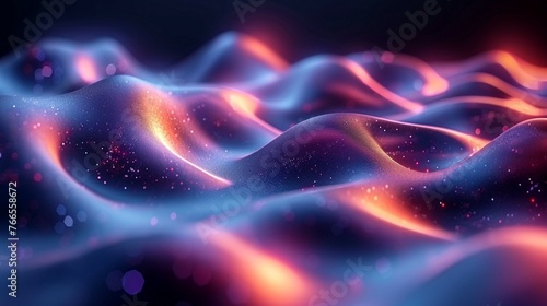 Abstract fluid iridescent holographic neon curved wave in motion background