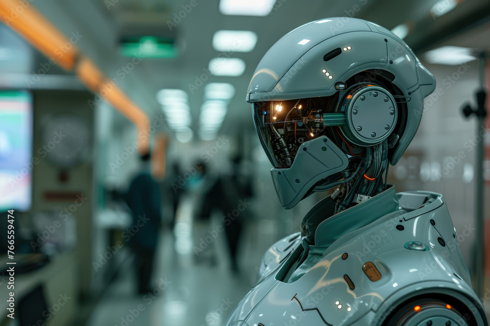 Fototapeta premium Advanced Humanoid Robot in a Corporate Environment