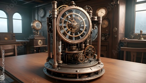 Time Machine On A Table Indoor Steampunk Realis Upscaled 2