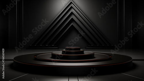 Abstract geometric black winner podium - 3d illustration