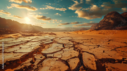 Cracked earth. Drought. Desert. Ecological disaster.