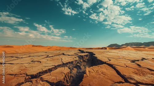 Cracked earth. Drought. Desert. Ecological disaster.