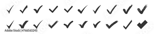Check mark icons set. Check marks symbol collection. Check marks big collection. Tick icon. Check marks different shape, isolated