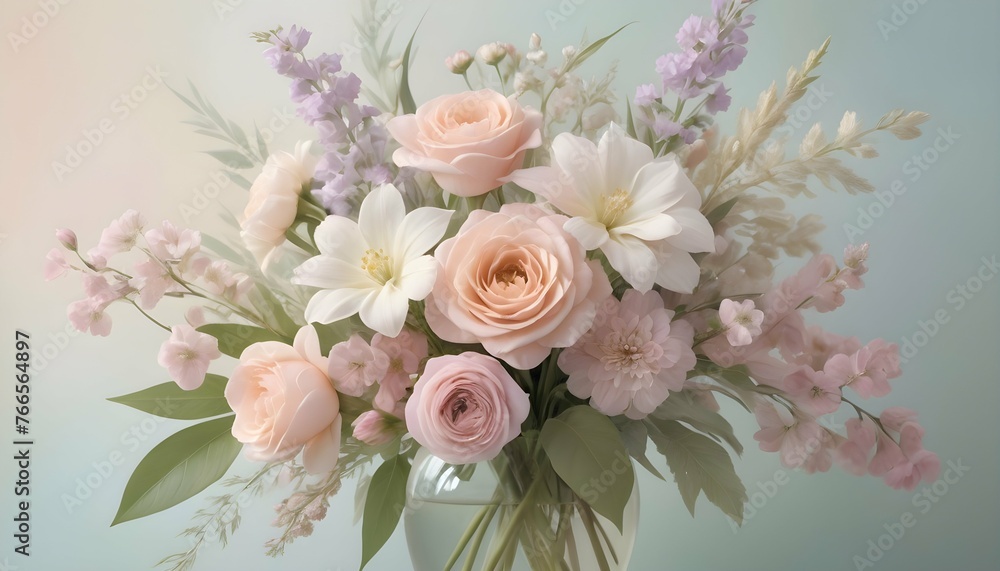 Soft Pastel Colored Floral Bouquet With Delicate Upscaled 4