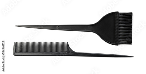 Black plastic hair comb isolated on white background
