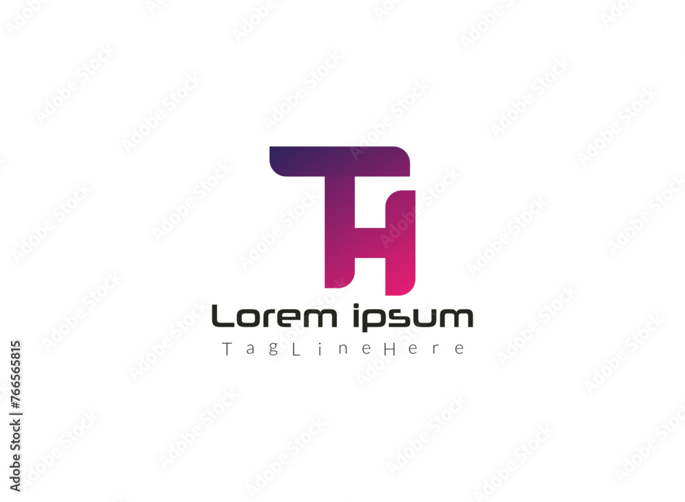 Abstract modern TH  latter logo design.