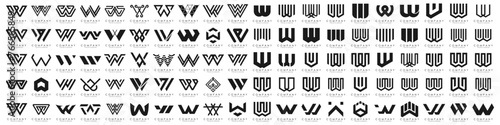 collection abstract letter W logo design. modern logotype W design with black color. vector illustration
