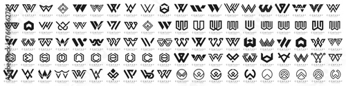 collection abstract letter W logo design. modern logotype W design with black color. vector illustration