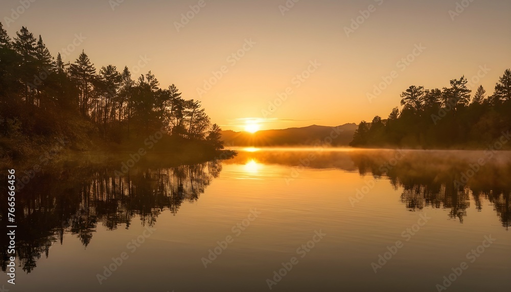 Serene Golden Sunrise Over A Calm Lake Sunrise Upscaled 4