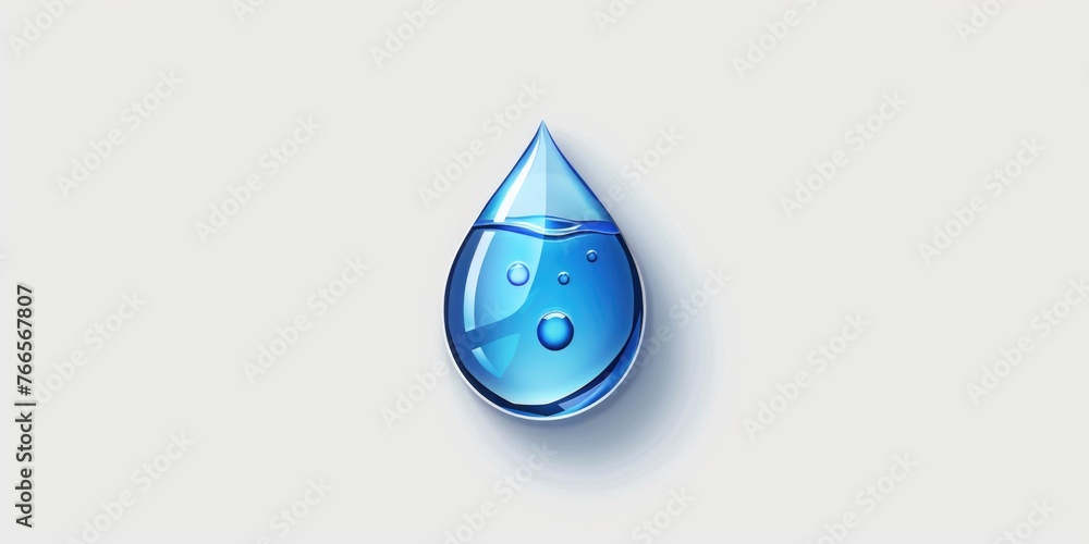 A blue drop of water is shown on a white background. The drop is surrounded by bubbles, giving it a playful and lighthearted appearance. Concept of joy and fun A blue drop of water is shown on a white background. The drop is surrounded by bubbles, giving it a playful and lighthearted appearance. Concept of joy and fun