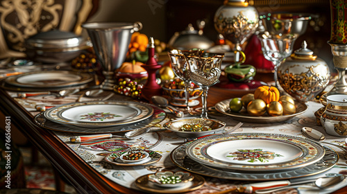 Festive Elegance: Traditional Table Setting for Celebratory Feast