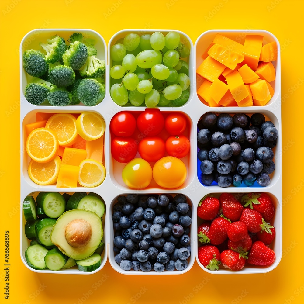 top view of healthy kids food set of fruits on plane background generative ai top view of healthy kids food set of fruits on plane background generative ai