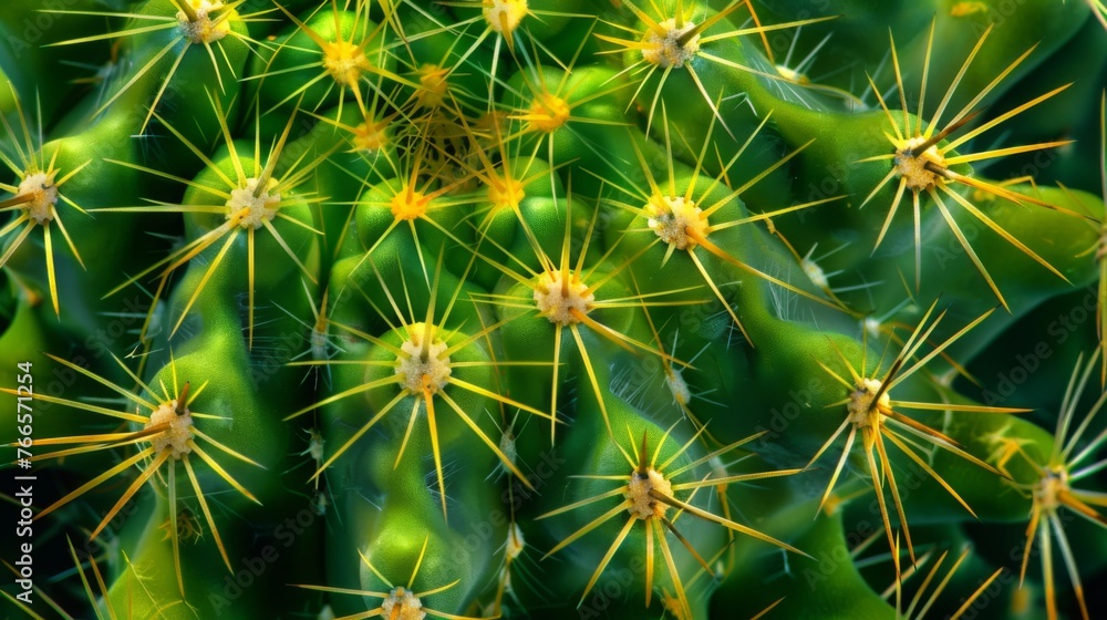 A prickly, spiky texture background with sharp points in vibrant shades of green and yellow. A prickly, spiky texture background with sharp points in vibrant shades of green and yellow.