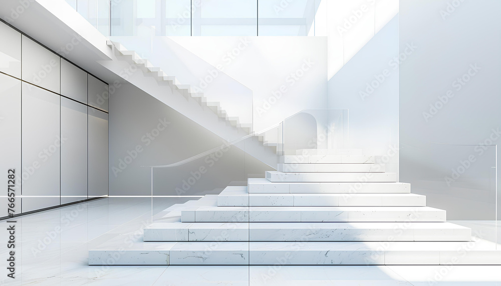 Obraz premium modern stairway in a beautiful white building