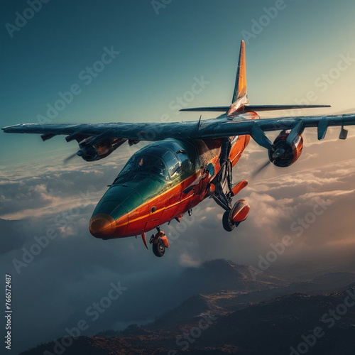 A civil aviation aircraft. The car is an aircraft for passenger transportation. An image of an airplane. photo