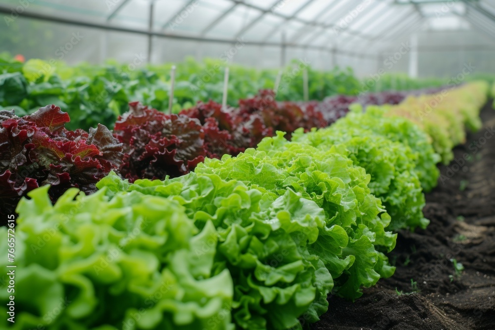 Farm greenhouse, interior view. Background with selective focus and copy space Farm greenhouse, interior view. Background with selective focus and copy space