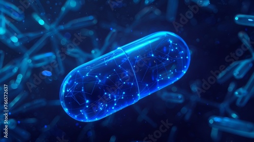 Pill, health care and science concept. Background with selective focus and copy space