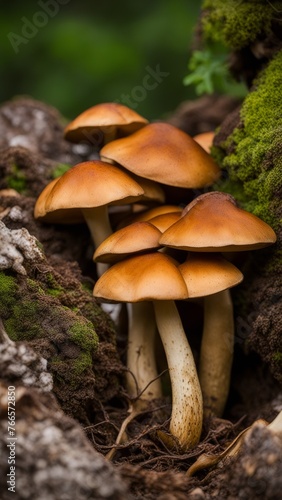 A forest mushroom in the moss