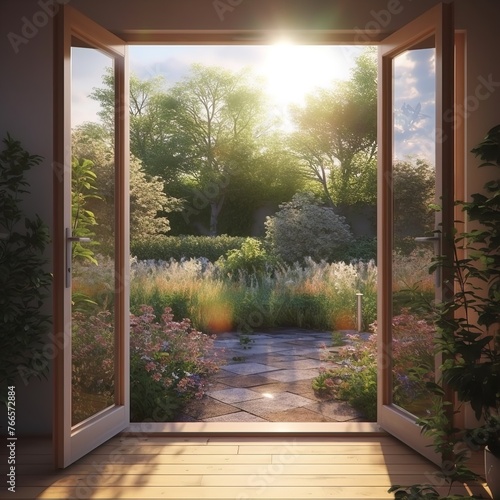 A Haven of Peace: Open Door to the Backyard Gar...   © zahidcreat0r