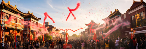 Radiant Traditional Chinese Festival with Dragon Dance and Riotous Celebration