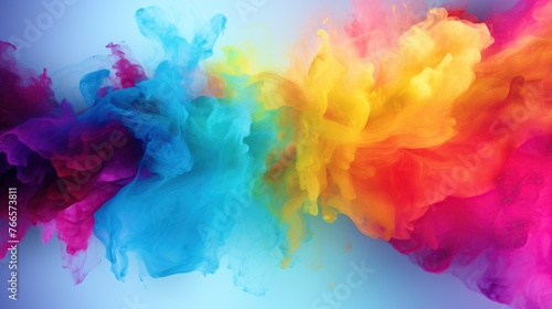 Colorful smoke, burst or rainbow Holi paint color powder explosion background.