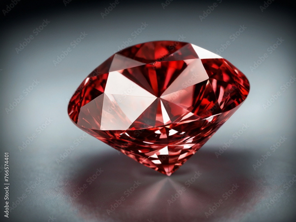 The gemstone is a diamond of bright red color. A piece of jewelry. The gemstone is a diamond of bright red color. A piece of jewelry.