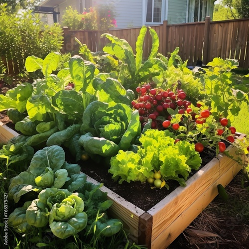 A Raised Garden Bed Filled with an Assortment...